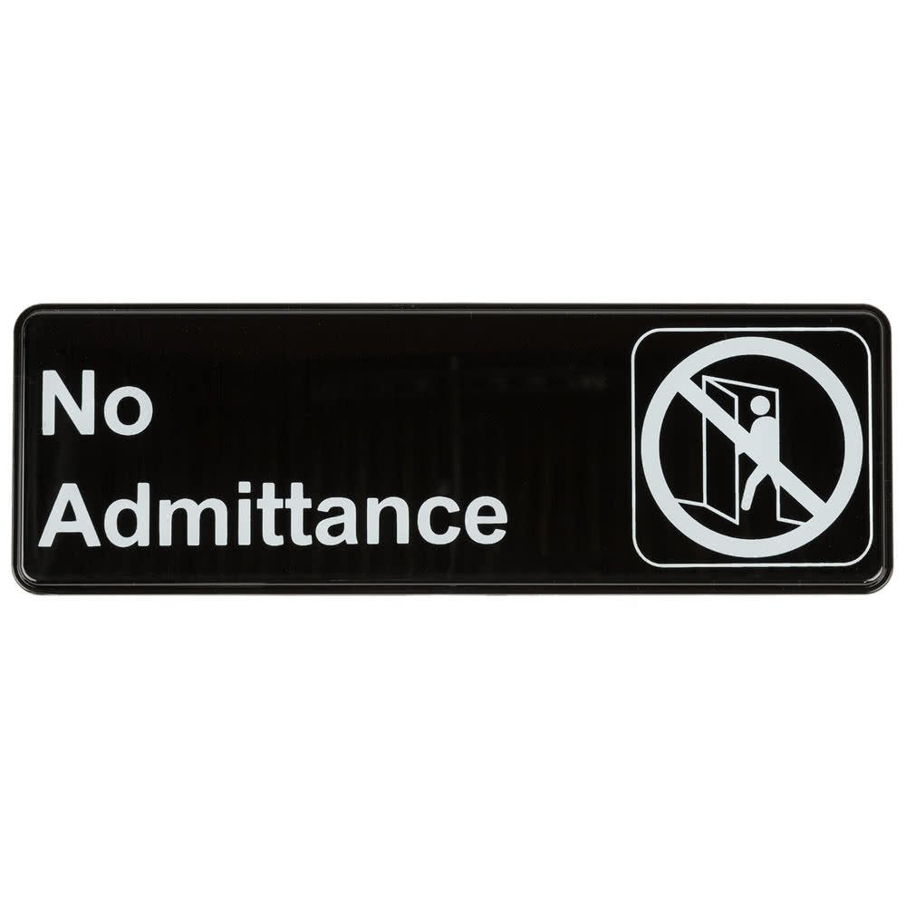 No Admittance Sign by Royal Industries – 3x9 inches, Plastic, "No Admittance", Model ROY 394507