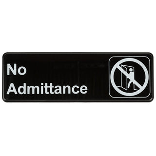 No Admittance Sign by Royal Industries – 3x9 inches, Plastic, "No Admittance", Model ROY 394507