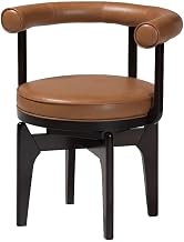 Baxton Studio Delacruz Swivel Dining Chair - Round Open Back Accent Chair