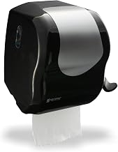 San Jamar Summit Paper Towel Dispenser, Manual Lever Roll for Bathroom and Kitchen, 13.6" x 13.6" x 9.1", 1 Count, Black/Stainless Look
