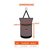 Arsenal 5976 XL Nylon Hoist Bucket Tool Bag - Swiveling Carabiner by Ergodyne – X-Large, 45.0 kilograms, Nylon, Gray, Model 15976