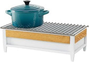 CAL-MIL Monterey Chafer Alternative, 19.75"W x 10"D x 6.75"H, White, Cast Iron, Painted Finish, Wire Mesh Grill, Induction Ready, No Lid, Includes Built-In Windguard