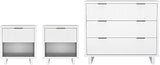 Elara Contemporary 3-Piece Dresser and Nightstand, White