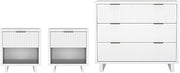 Elara Contemporary 3-Piece Dresser and Nightstand, White