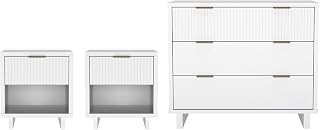 Elara Contemporary 3-Piece Dresser and Nightstand, White
