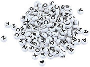 Hygloss Products ABC Plastic Beads for Arts & Crafts-Personalize Jewelry, Keychains & More-Pack of 80, Black and White