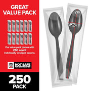Stock Your Home Spoons / 10 Pack Pack of 25 / Black Spoons