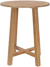 Modway Wellspring Outdoor Round Teak Wood Bar Table in Natural