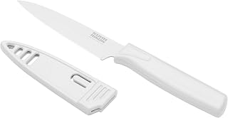Kuhn Rikon Colori® Paring Knife – 4 Inch Japanese Stainless Steel, Nonstick Blade, Ergonomic Handle & Sheath, White