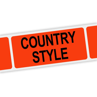 Specialty Printing Country Style Grabber Label Dayglo Red with Black Print by Phipps Label – Dayglo Red With Black Print, Pack of 1000, Model 80198