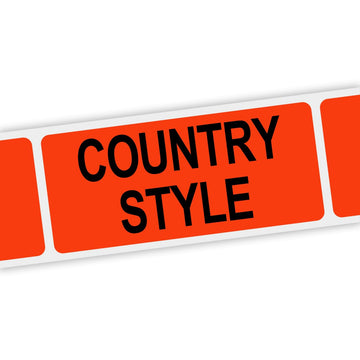 Specialty Printing Country Style Grabber Label Dayglo Red with Black Print by Phipps Label – Dayglo Red With Black Print, Pack of 1000, Model 80198