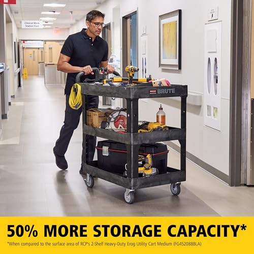Rubbermaid Commercial Products Black / Medium / 3-Shelf Utility Carts