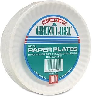 AJM Packaging AJM Paper Plates, Recycled, 6" Plate, 1000/CT, White (PP6GRE)