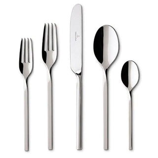 Villeroy and Boch New Wave 64-piece Flatware and Hostess Set by Villeroy & Boch – Stainless Steel, Silver, Model EQ-Stock-15472799