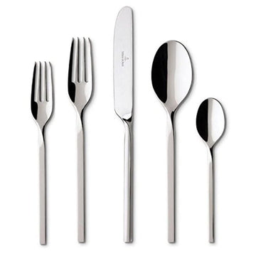 Villeroy and Boch New Wave 64-piece Flatware and Hostess Set by Villeroy & Boch – Stainless Steel, Silver, Model EQ-Stock-15472799