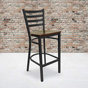 Flash Furniture Mahogany Wood Seat/Black Metal Frame / Set of 2 / Traditional Barstools