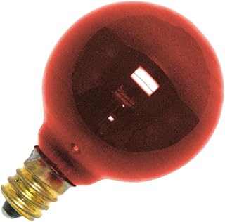 Satco S3833 10 Watt G12.5 Incandescent 120 Volt Candelabra Base Light Bulb, Transparent Red