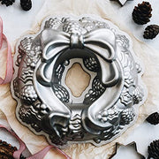 Platinum Holiday Wreath Bundt Pan by Nordic Ware – Small, 9.0 cups, Aluminum, Silver, Model 85348