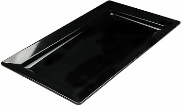 HUBERT Platter Black Plastic Rectangular China Look Melamine - 22" L x 12 3/4 W x 2 1/8 H