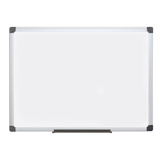 Maya Series Magnetic Dry Erase Board by MasterVision – 24"W x 18"H, Lacquered Steel, Silver, Model MA0207170