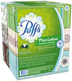 Puffs 137961 Plus Lotion Facial Tissue 2-Ply 124 Sheets/Box 6 Boxes/Pack (39383)