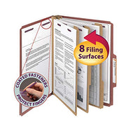 SMEAD Red / 5 / Letter (Pack of 5) Top Tab Classification Folders