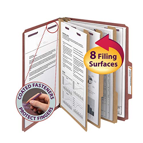 SMEAD Red / 5 / Letter (Pack of 5) Top Tab Classification Folders