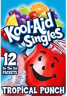Kool-Aid Singles Drink Mix for Bottled Water, Flavored Hydration and Beverage Mixing, Tropical Punch, 0.55 Ounce Packets, 12 Count (Pack of 2)