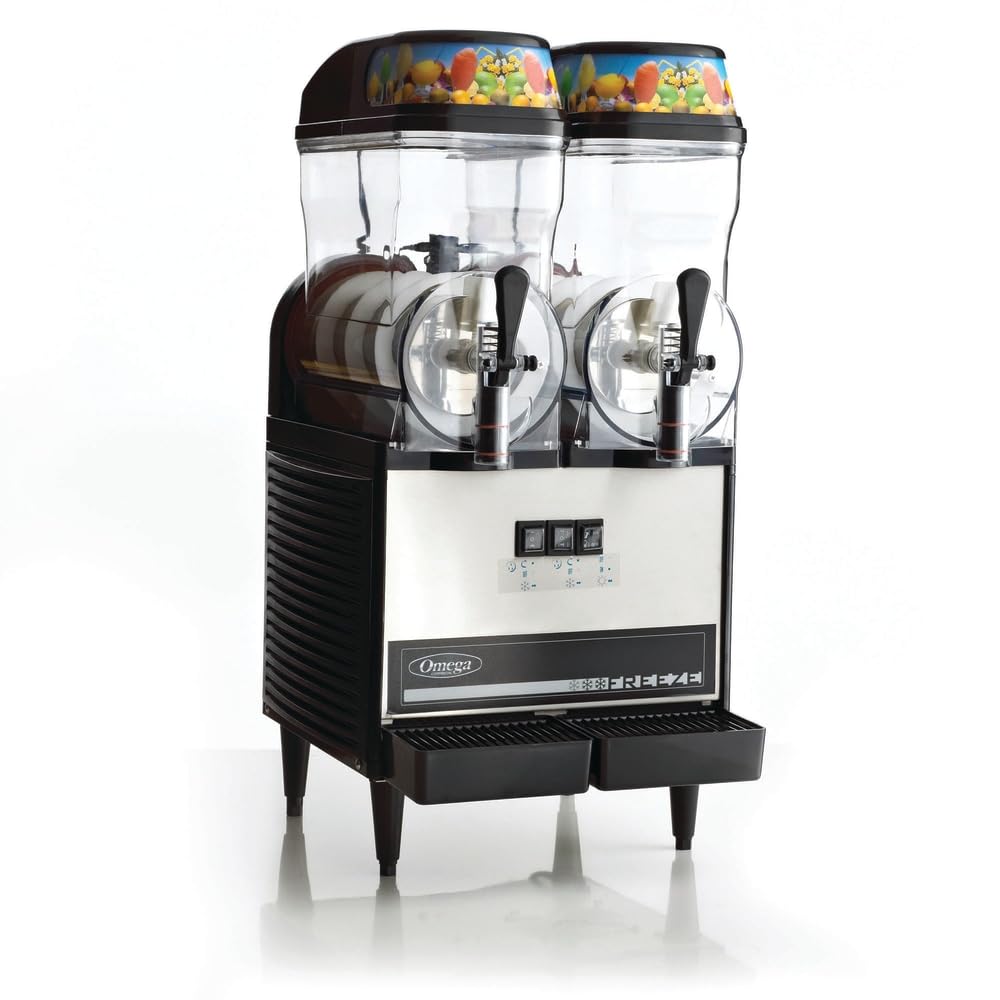 Commercial 1/3-Horsepower 710-Watt Granita Machine with 2 3-Gallon Bowls by Omega – Black, Model OFS20