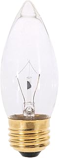 Satco A3631 130V Medium Base 25-Watt B11 Light Bulb, Clear