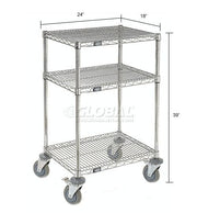 Chrome Wire Shelf Mobile Printer Stand by Nexel – 18"L x 24"W x 39"H, Steel, Chrome, Model 250117A