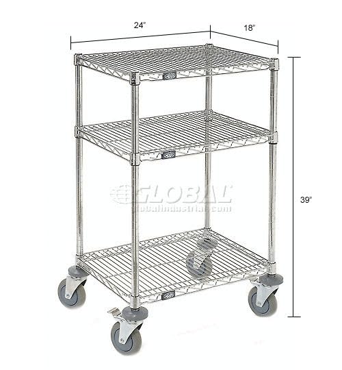 Chrome Wire Shelf Mobile Printer Stand by Nexel – 18"L x 24"W x 39"H, Steel, Chrome, Model 250117A