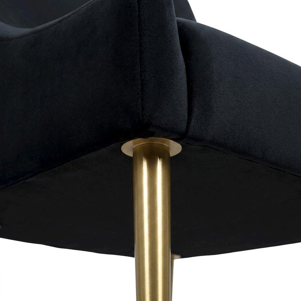 Velvet-Upholstered Side Chair with Gold Legs by Starlight Canyon Home – Velvet, Black