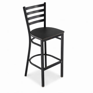 Glownary Ladder Back Bar Stool – Distressed Copper Finish, Black Wood Seat, Steel Frame, 42.5 Inch Height, 330 lb Capacity, Modern Style, Indoor Use