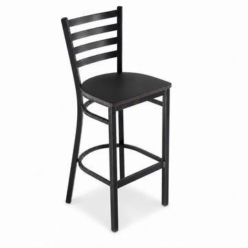 Glownary Ladder Back Bar Stool – Distressed Copper Finish, Black Wood Seat, Steel Frame, 42.5 Inch Height, 330 lb Capacity, Modern Style, Indoor Use