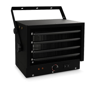 Electric Ceiling-Mount Garage Heater – 240V 5000W Commercial Unit, Black, 3-Setting Thermostat, 600 Sq Ft Coverage, Industrial Space Heating System