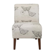 Brown Linen Butterfly Lily Chair by Furnifact – Eucalyptus Wood, Local Hardwoods, Fabric, Foam, Rubberwood,Plywood, Brown