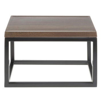 Black Display Riser with Acacia Top - 7" H by HUBERT – Metal, Black, Model 73114+14779