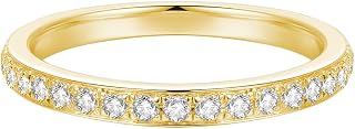 14K Gold 2mm Moissanite Wedding Band Channel Set Stackable Rings