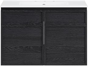 Swiss Madison St. Tropez 30" Wall-Mounted Bathroom Vanity in Black Oak with 3-Hole Widespread Sink Top