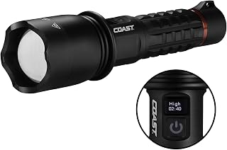Coast XP30R 4200 Lumen USB-C Rechargeable LED Handheld Flashlight with POWERiQ Digital Display, Pure Beam & Slide Focus, Anti-Roll Tail Cap