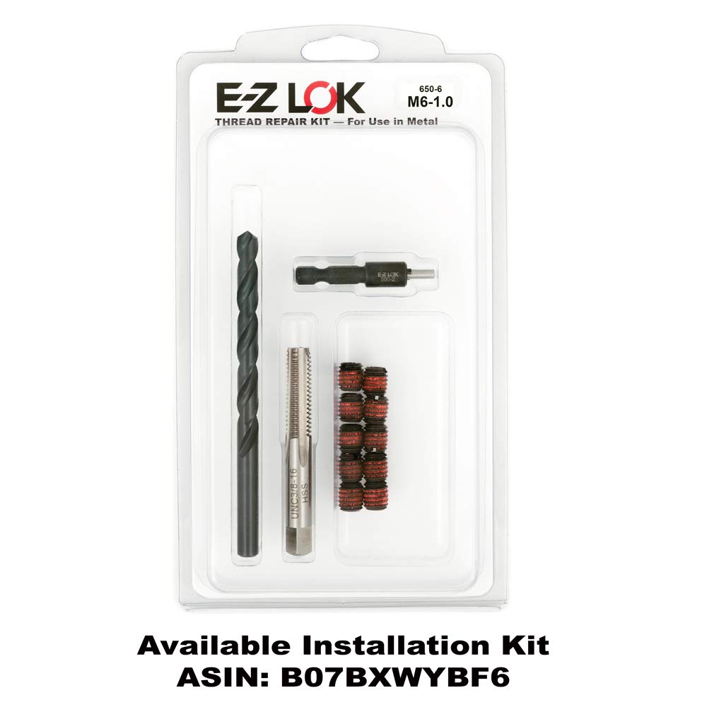 Thread Insert by E-Z LOK – M6 x 1, Carbon Steel, Red, Pack of 10, Model 650-6