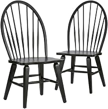 Starlight Canyon Home Rubberwood Windsor Back Side Chair Set of 2, Solid Wood Dining Chairs for Farmhouse Kitchen or Dining Room Table, Brown
