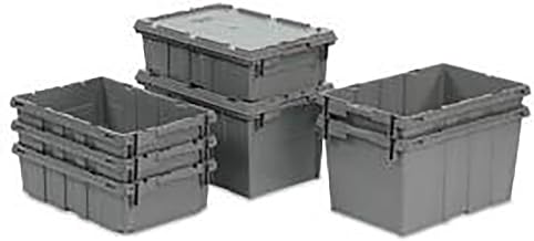 LewisBins Nest Only Containe, 21 x 15-1/8 x 5-1/8, Gray Closed Handle, Lot of 5