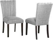 19" Linen Fabric & Wood Side Chairs in Gray (Set of 2)