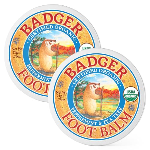 Badger 0.75 Ounce (Pack of 2) / Peppermint & Tea Tree / 2 Foot Creams & Lotions