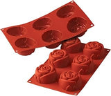 Silikomart SF077 Silicone Mold with 6 Rose Cavities, Each 2.99 Inch Diameter x 1.57 Inch High