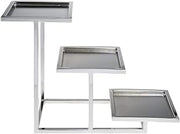 HUBERT Cerve Collection Chrome 3-Tiered Buffet Stand for Bowls - 8"L x 20 1/2"W x 14"H