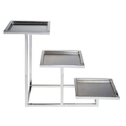 Cerve Collection Chrome 3-Tiered Buffet Stand for Bowls - 8"L x 20 1/2"W x 14"H by HUBERT – Metal, Grey