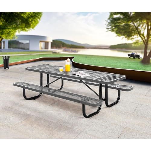 Global Industrial Grey / Industrial / 96 inches x 30 inches x 29.5 inches Picnic Tables